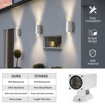 Aigostar - välisseinavalgusti 2xGU10/230V IP65, valge, ruudukujuline