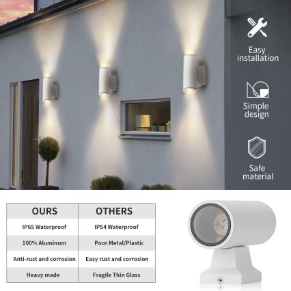 Aigostar - Välisseinavalgusti 2xGU10/230V IP65, valge, ümmargune