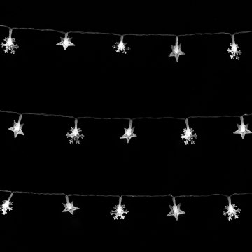 Aigostar - välistingimustesse mõeldud LED-jõulutuled, 50 LED, 8 funktsiooni, 3×AA, 5 m, IP44, külmvalge, tähekujulised