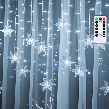 Aigostar - välitingimustesse mõeldud LED jõulirida 120xLED/8 funktsiooni 3x0,7m IP44 külmvalge + kaugjuhtimispult