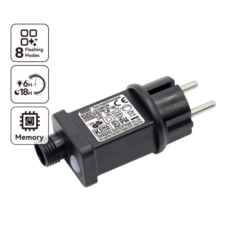 Aigostar - Välitoiteadapter 9W/31V/8 funktsiooniga IP44 must