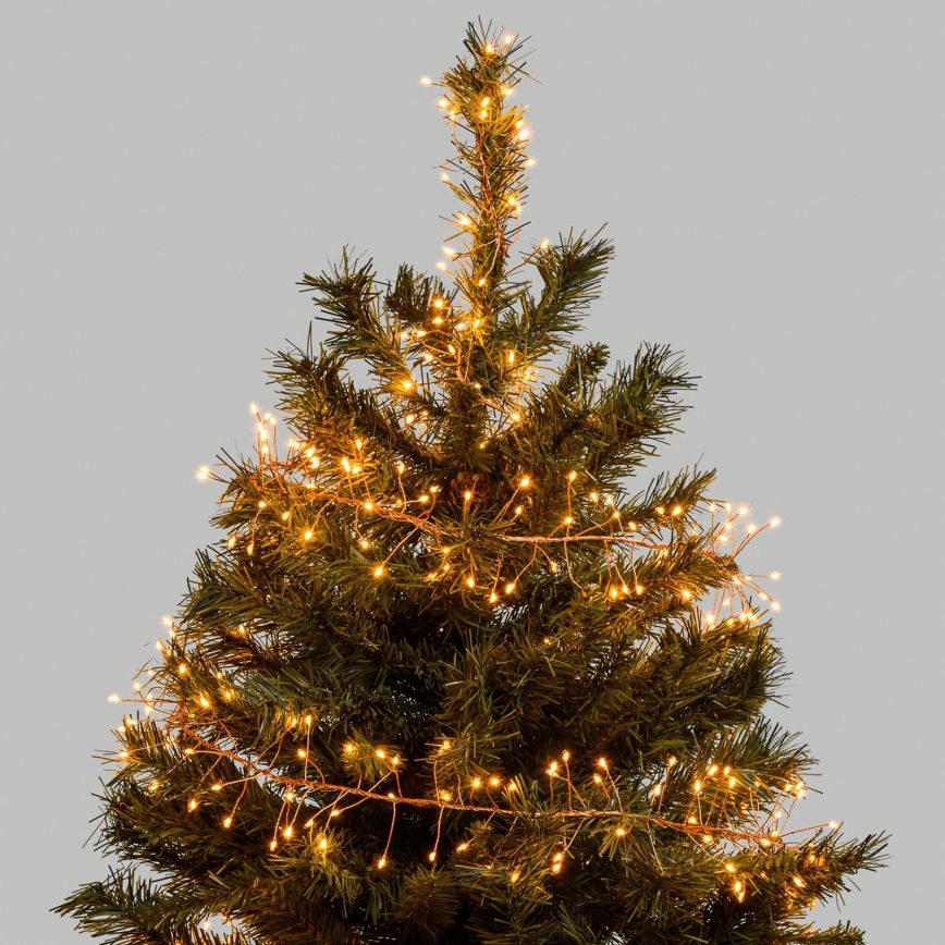 Aigostar - väljas kasutatav LED-jõulukett, 200 LED/8 funktsiooni, 3×AA, 6,3 m, IP44, soe valge