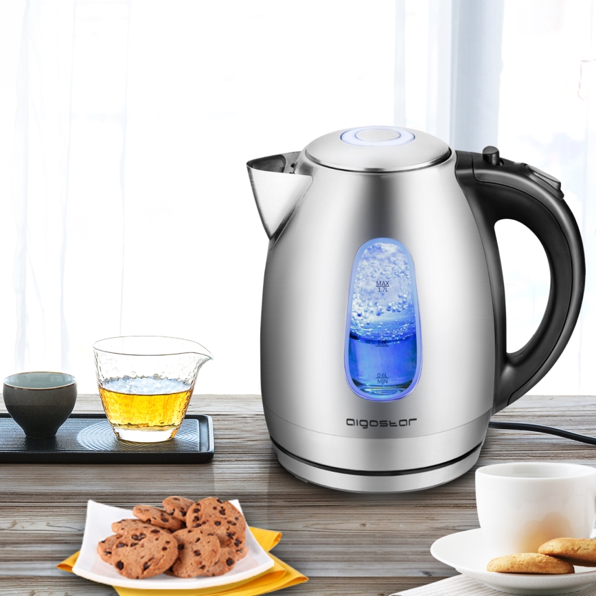 Aigostar - Veekeetja 1,7 l 2200W/230V matt kroom/must