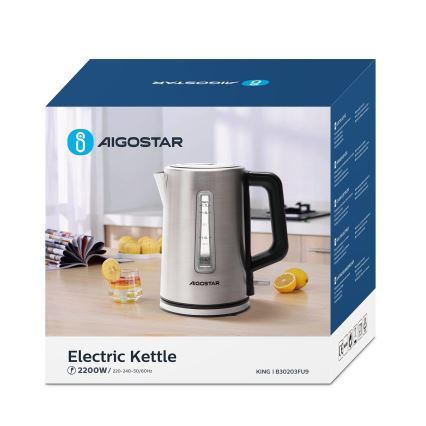 Aigostar - Veekeetja 1,7l 2200W/230V matt kroom