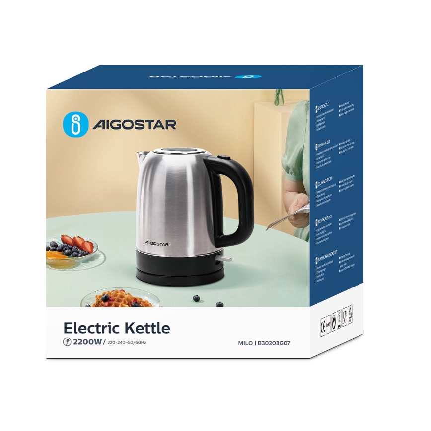 Aigostar - Veekeetja 1,7l 2200W/230V matt kroom