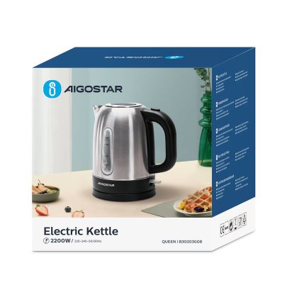 Aigostar - Veekeetja 1,7l 2200W/230V matt kroom
