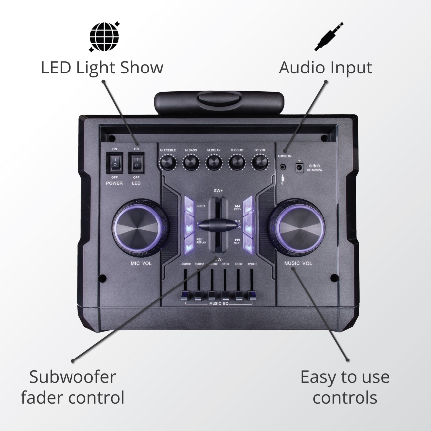 AKAI ABTS-112 - Juhtmevaba kõlar 300W/230V 7000 mAh + kaugjuhtimispult