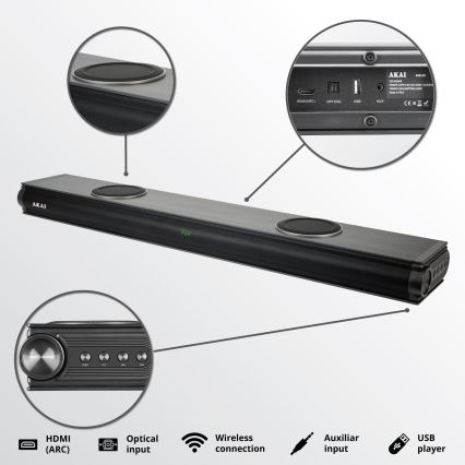 AKAI ASB-29 - Soundbar aktiivse subwooferiga 120W/230V + kaugjuhtimispult