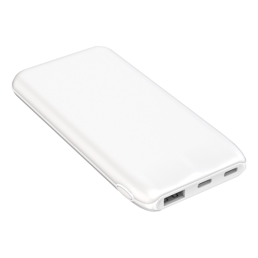 Akupank 10000 mAh 10W Power Delivery 2xUSB-C + 1xUSB-A valge