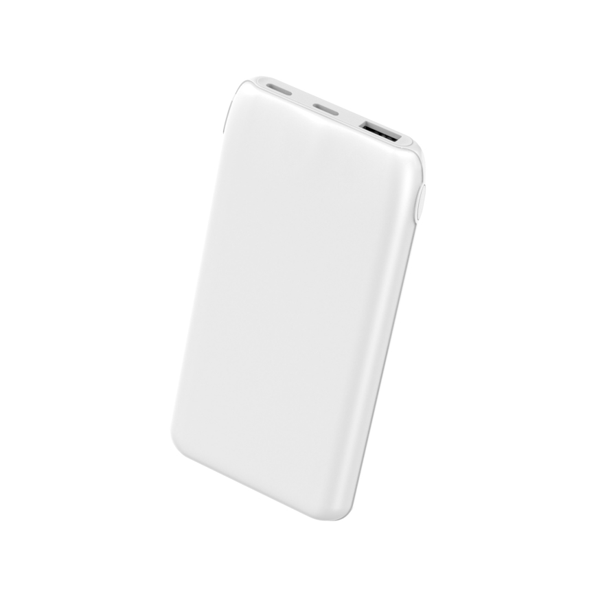 Akupank 10000 mAh 10W Power Delivery 2xUSB-C + 1xUSB-A valge