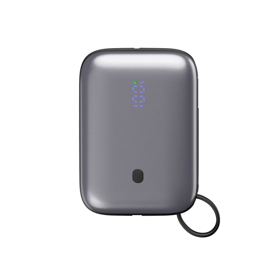 Akupank 10000 mAh 20W Power Delivery Compact sisseehitatud tagasitõmmatava USB-C kaabliga 1m must
