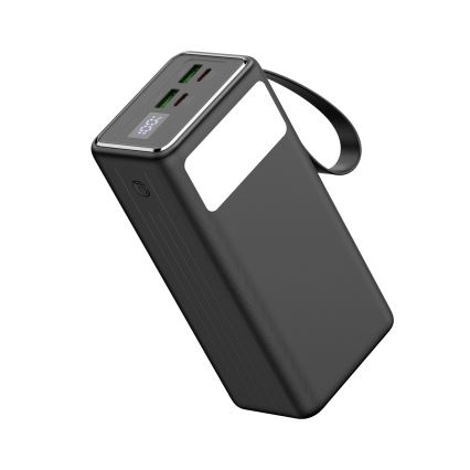 Akupank 40000 mAh 65W Power Delivery 2xUSB-A + 2xUSB-C + LED taskulamp ja USB-C kaabel 1m must