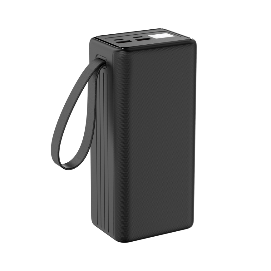 Akupank 40000 mAh 65W Power Delivery 2xUSB-A + 2xUSB-C + LED taskulamp ja USB-C kaabel 1m must