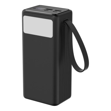 Akupank 40000 mAh 65W Power Delivery 2xUSB-A + 2xUSB-C + LED taskulamp ja USB-C kaabel 1m must
