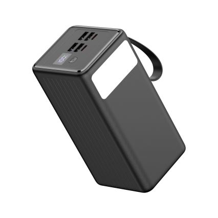Akupank 60000 mAh 20W Power Delivery 4xUSB-A + 2xUSB-C + LED taskulamp ja USB-C kaabel 1m must