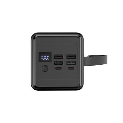 Akupank 60000 mAh 20W Power Delivery 4xUSB-A + 2xUSB-C + LED taskulamp ja USB-C kaabel 1m must