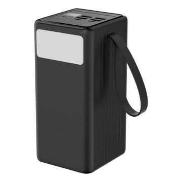 Akupank 60000 mAh 20W Power Delivery 4xUSB-A + 2xUSB-C + LED taskulamp ja USB-C kaabel 1m must