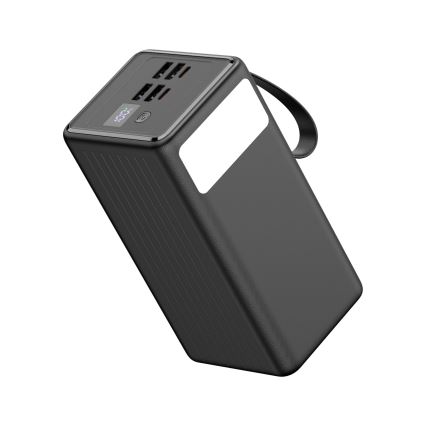 Akupank 60000 mAh 65W Power Delivery 4xUSB-A + 2xUSB-C koos LED Taskulamp käepideme ja magnetiga ja USB-C kaabel 1m must