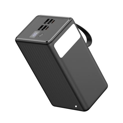 Akupank 70000 mAh 20W Power Delivery 4xUSB-A + 2xUSB-C + LED taskulamp ja USB-C kaabel 1m must