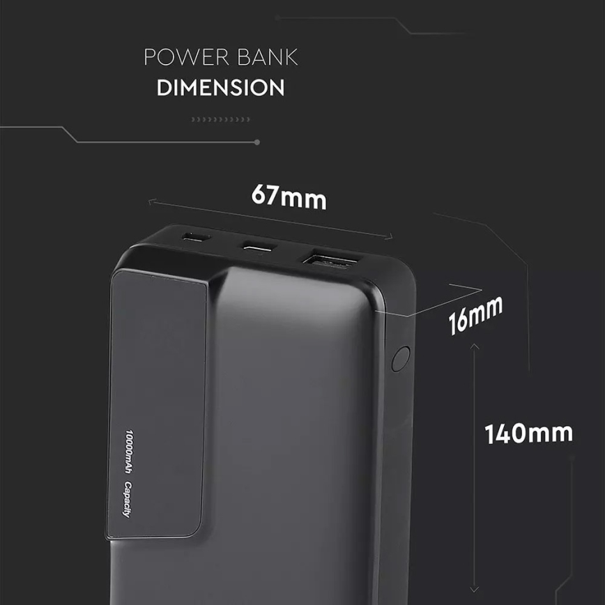 Akupank ekraaniga 10000mAh/3,7V must