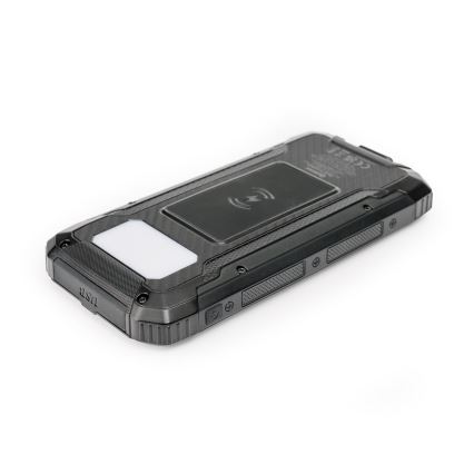Akupank LED tule, juhtmevaba laadimise ja päikesepaneeliga Power Delivery 15W/10000 mAh must
