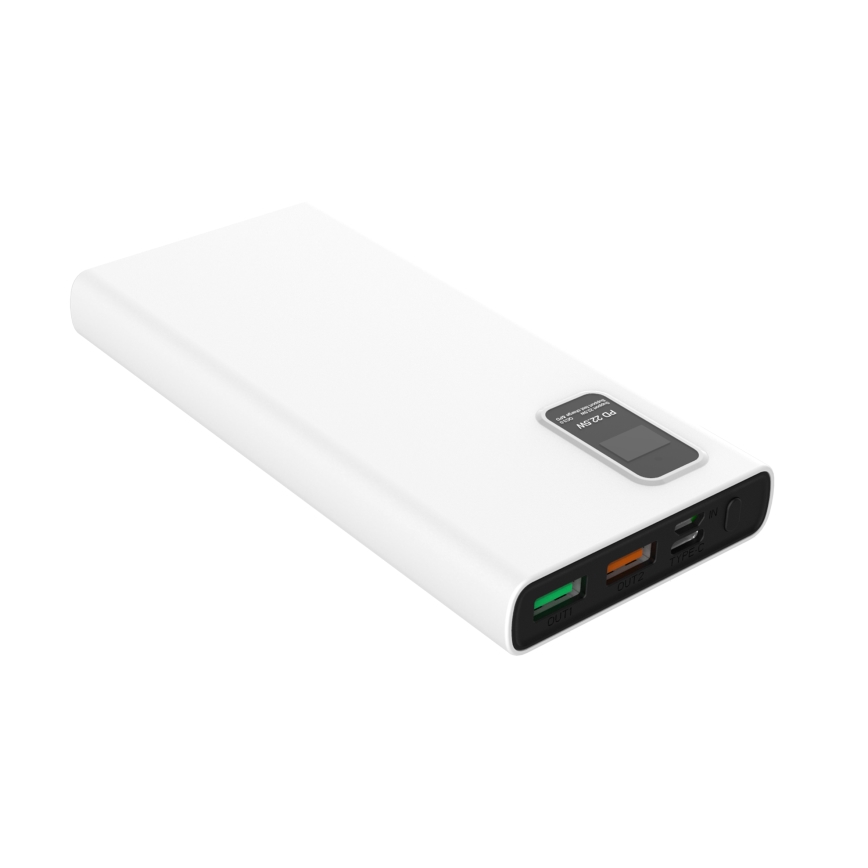 Akupank LED ekraaniga Power Delivery 10000 mAh 3,7V valge