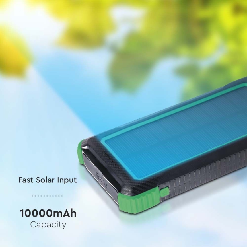Akupank päikesepaneeliga Power Delivery 10000mAh/10W/5V must