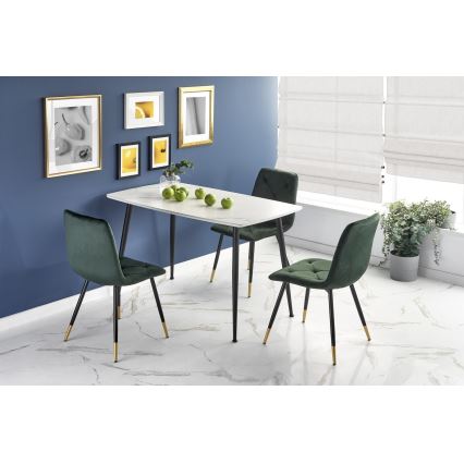 ALARA söögilaud, valge marmoriviimistlus/must