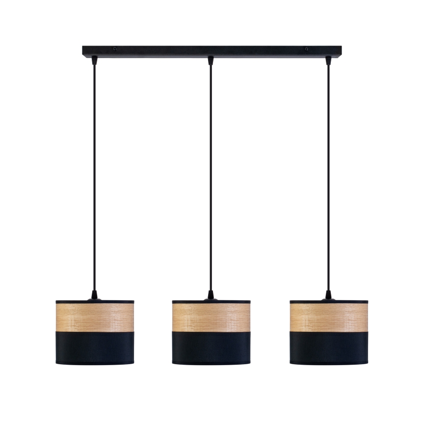 ALBA ripplamp kaabliga 3xE27/15W/230V must/pruun