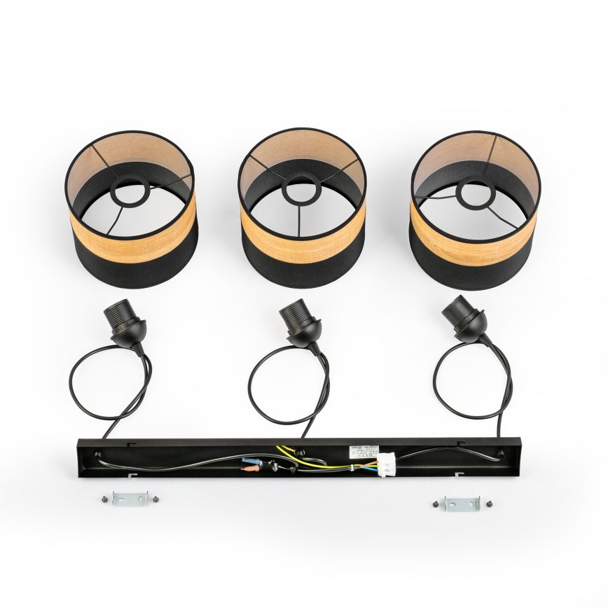 ALBA ripplamp kaabliga 3xE27/15W/230V must/pruun