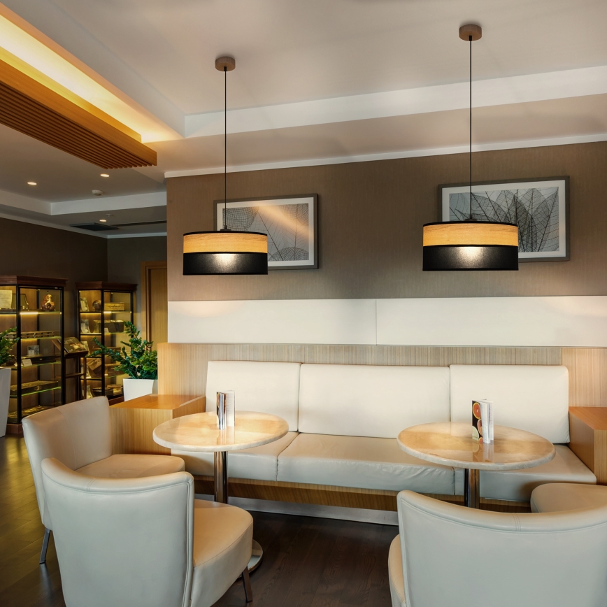 ALBA rippvalgusti kaabliga 1xE27/15W/230V Ø 45 cm must/pruun