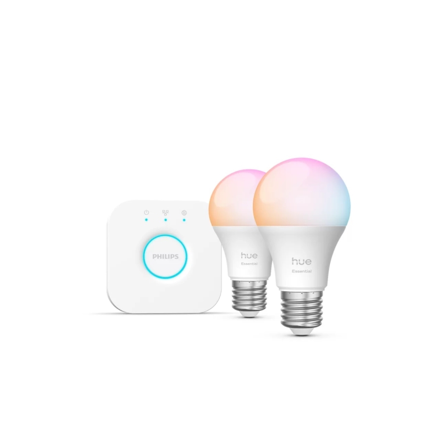 Algkomplekt Philips Hue White And Color Ambiance Essential 2xE27/8W/230V 2200-6500K + ühendusseade