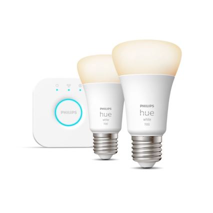 Algkomplekt Philips Hue WHITE 2xE27/9,5W 2700K + Hue bridge