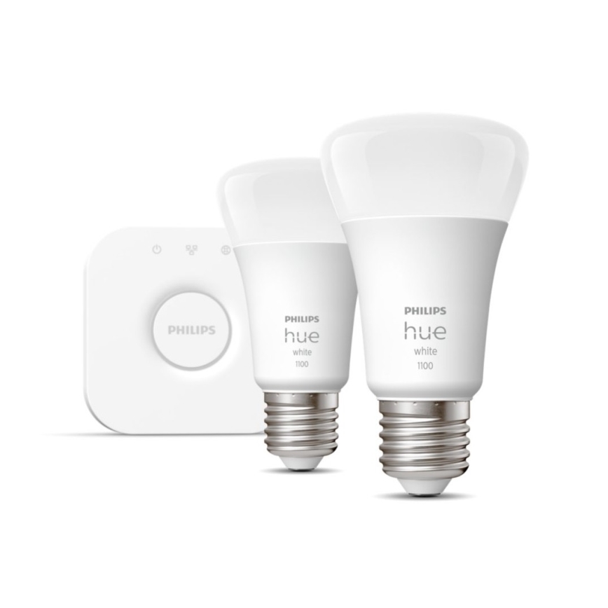 Algkomplekt Philips Hue WHITE 2xE27/9,5W 2700K + Hue bridge