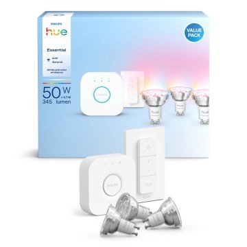 Algkomplekt Philips Hue White And Color Ambiance Essential 3xGU10/4,7W/230V 2200-6500K + Hue bridge