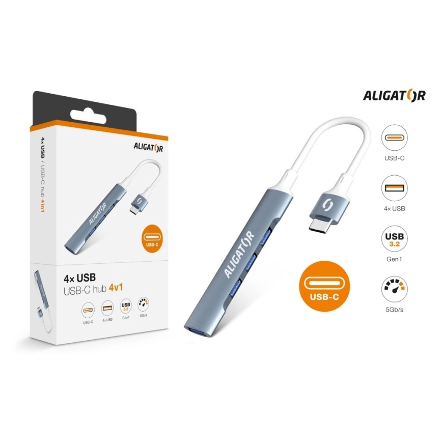Aligator AHUB002 - USB-C jaam 4-ühes