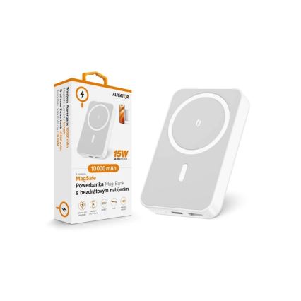 Aligator AMS04WT - akupank Qi- ja MagSafe-traadita laadimisega, 10000 mAh, 15 W Power Delivery, must