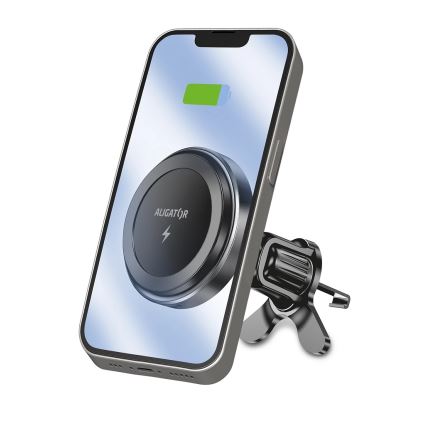 Aligator AMS05BK - magnetiline telefonipidaja autole koos Qi 15 W traadita laadimise ja MagSafe-ühilduvusega, must