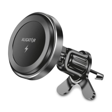 Aligator AMS05BK - magnetiline telefonipidaja autole koos Qi 15 W traadita laadimise ja MagSafe-ühilduvusega, must