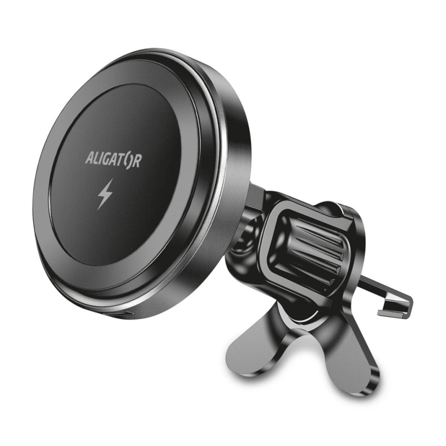 Aligator AMS05BK - magnetiline telefonipidaja autole koos Qi 15 W traadita laadimise ja MagSafe-ühilduvusega, must