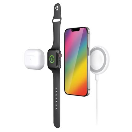 Aligator AMS08WT - juhtmevaba MagSafe 3-ühes laadija 15W, valge