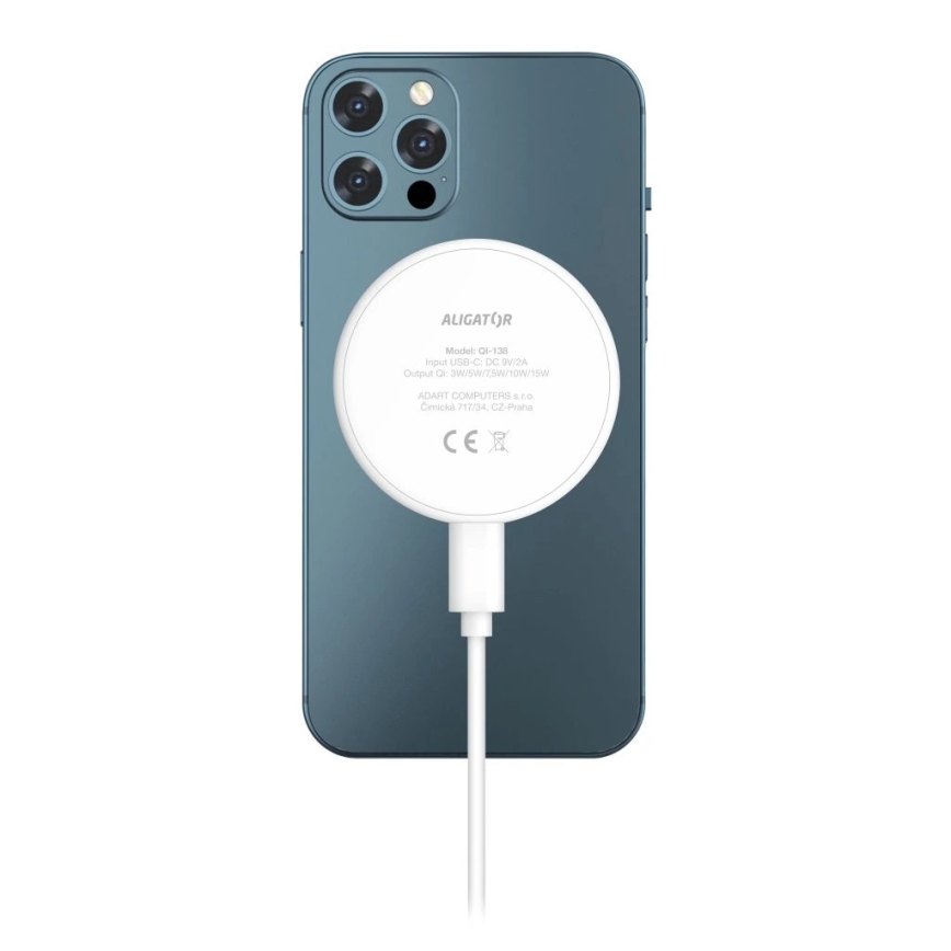Aligator AMS08WT - juhtmevaba MagSafe 3-ühes laadija 15W, valge