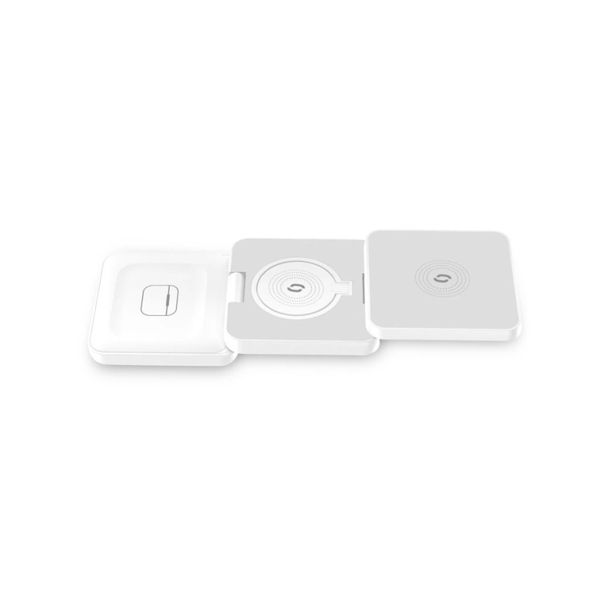 Aligator AMS09WT - 3-ühes MagSafe juhtmevaba laadimisjaam 15 W valge