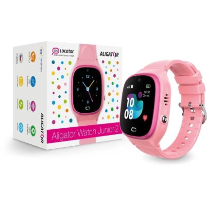 Aligator AW11PK - Watch Junior 2 nutikell, 450 mAh, IP67, Wi-Fi, roosa