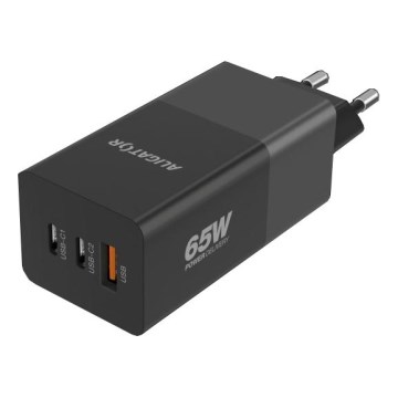 Aligator CHPD0027 - Kiirlaadiv GaN USB Power Delivery 65W adapter 2xUSB-C + USB-A must