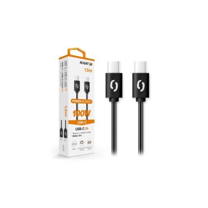 Aligator DATKP46 - USB-kaabel USB-C / USB-C, 100 W Power Delivery, 1,5 m, must