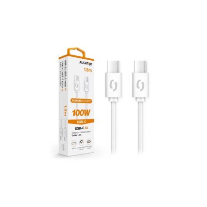 Aligator DATKP47 - USB-kaabel USB-C / USB-C 100W Power Delivery 1,5m valge