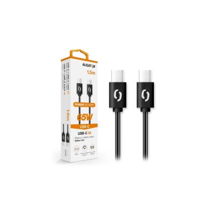 Aligator DATKP48 - USB-kaabel USB-C / USB-C 65W Power Delivery 1,5 m must