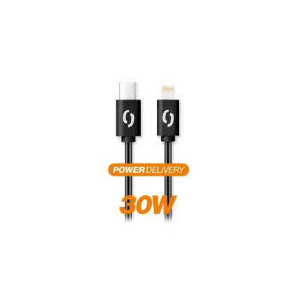 Aligator DATKP50 - USB-kaabel USB-C / Lightning, 30 W Power Delivery, 1,5 m, must