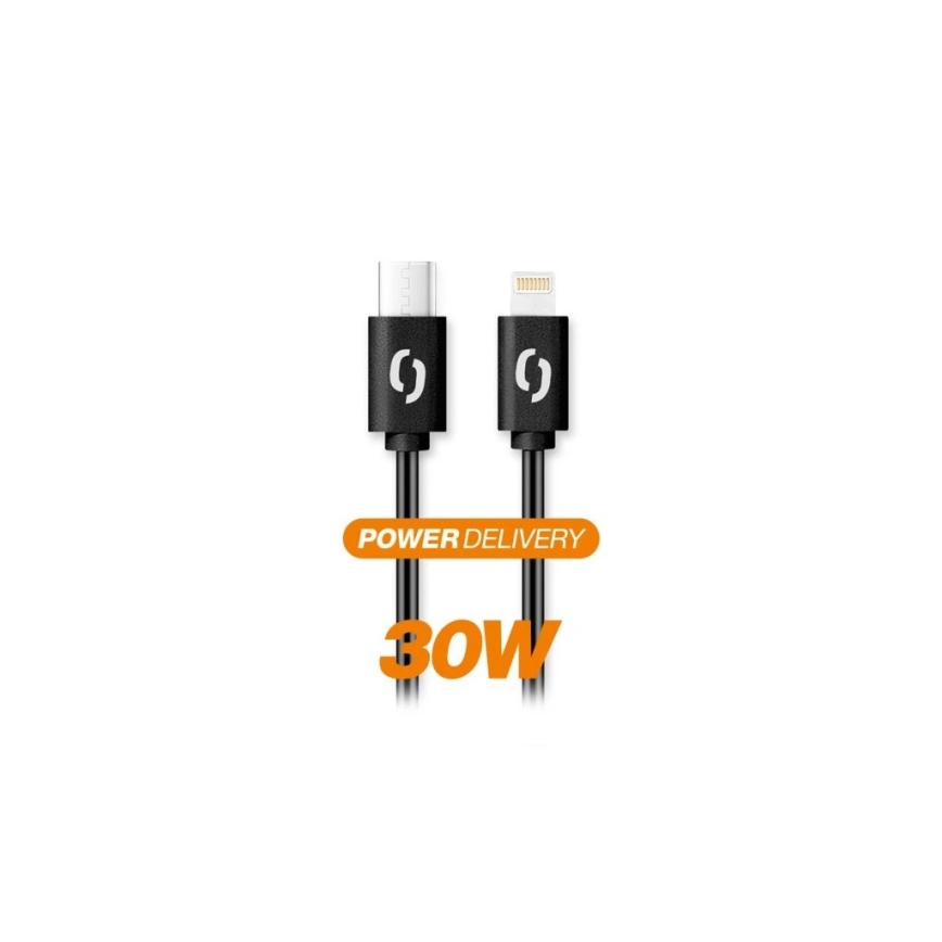 Aligator DATKP50 - USB-kaabel USB-C / Lightning, 30 W Power Delivery, 1,5 m, must